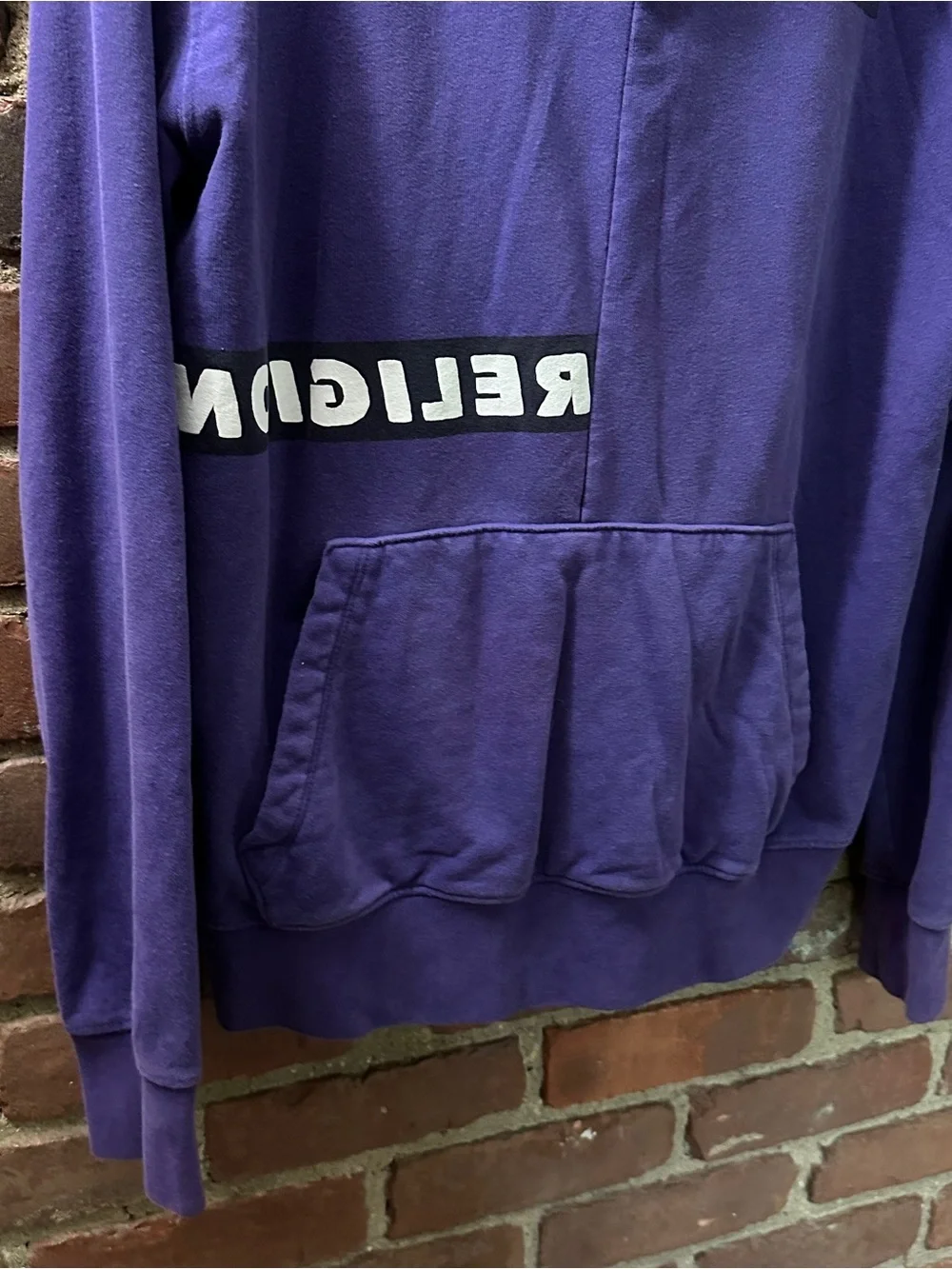True Religion | hoodie reversed white logo lettering across the front 44 bust